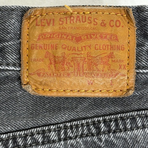 Levi's Premium Distressed Black Gray Button Fly Jeans W31 L28 Big E Retro - Picture 10 of 13